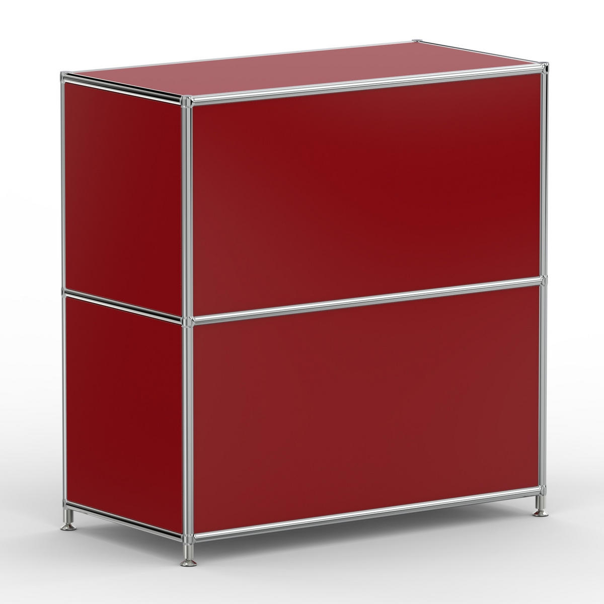 AKTENSCHRANK Büro, 2 offene Fächer, Breite 77 cm, Rubinrot - Chromfarben/Rot, Metall (40/80.5/77.2cm) - Versee