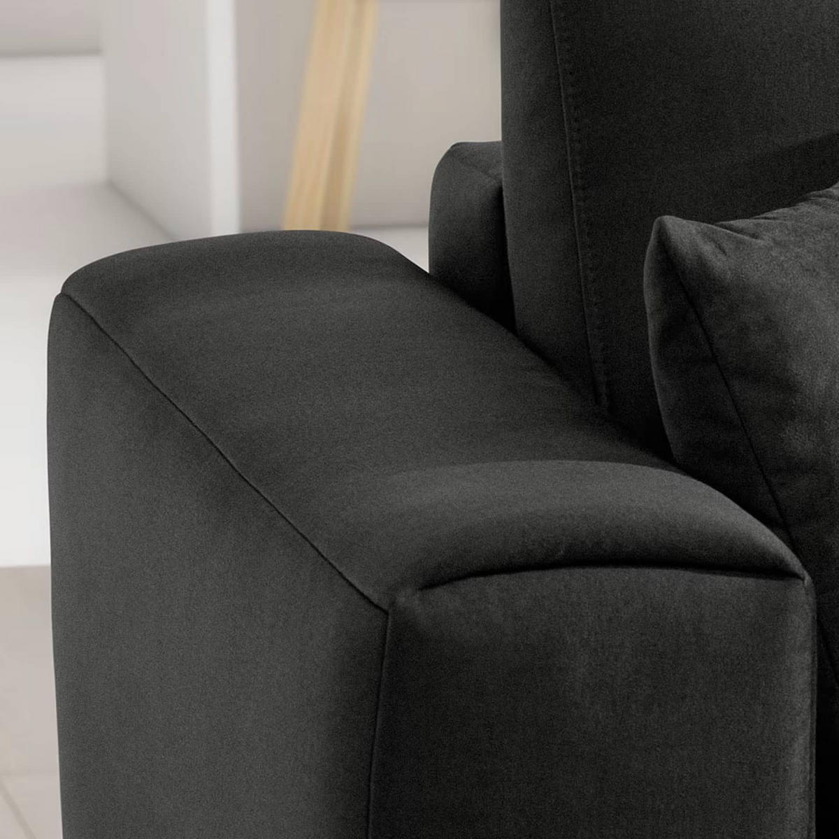 ECKSOFA mit Schlaffunktion und Bettkasten, Loco-Stoff - Dunkelgrau/Schwarz, Textil/Metall (289/190cm) - Eltap