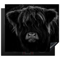 HERDABDECKPLATTE Schottischer Highlander - Kuh - Schwarz - Weiß - Tiere Abdeckung Ceranfeld 58.3x51.3 cm - Schwarz, Kunststoff (58.3/51.3/0.2cm) - MuchoWow