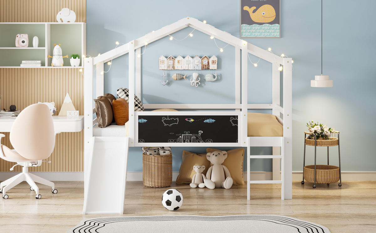 HOCHBETT 90x200 cm Rutsche weiß - Weiß, Holz (90/200cm) - LEBENLANG