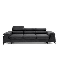 3-SITZER Sofa PLAZA mit Schlaffunktion 127x195 Velours Dunkelgrau - Dunkelgrau/Schwarz, Holz/Textil (260/90/100cm) - Muffo