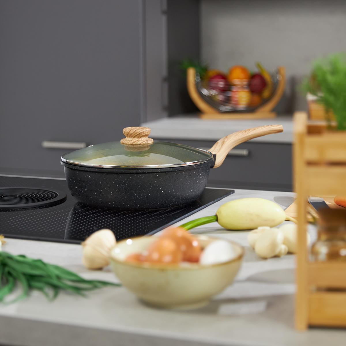 SCHMORPFANNE - Schwarz, Glas/Kunststoff (29.5/48/14cm) - Relaxdays