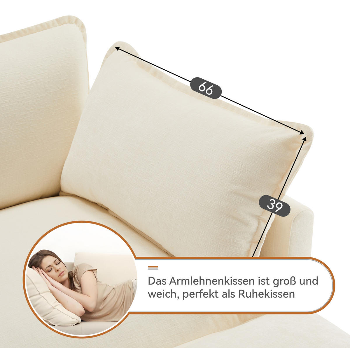 ECKSOFA 283/147/84 cm Beige aus Chenille mit Hocker - Beige, Textil (147/283cm) - OKWISH