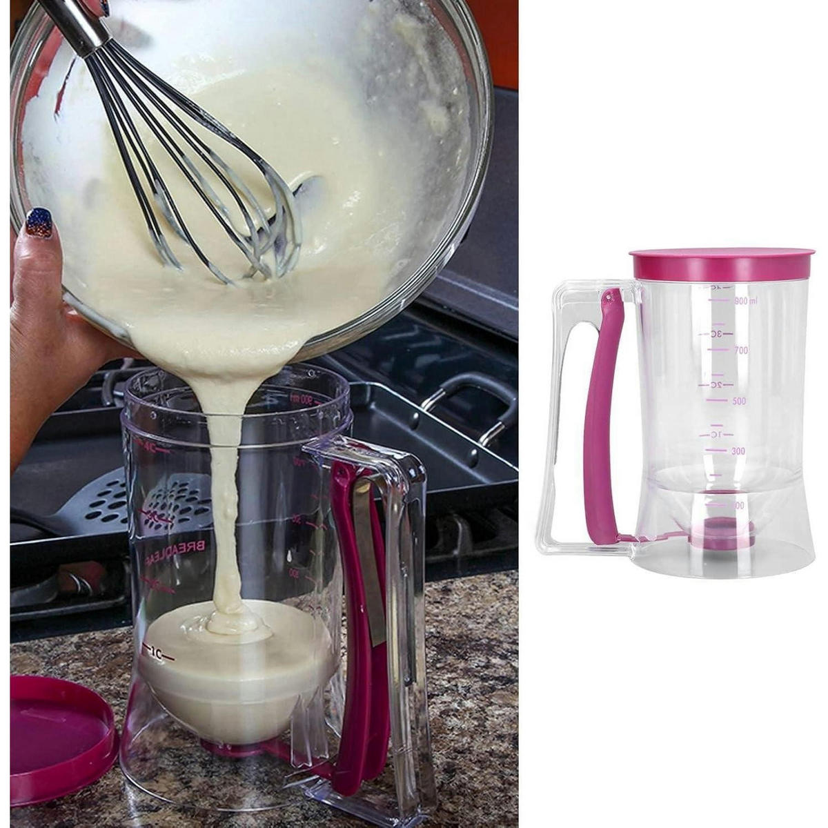TEIGPORTIONIERER mit Skala 900ml - Pink, Kunststoff (0.9L)