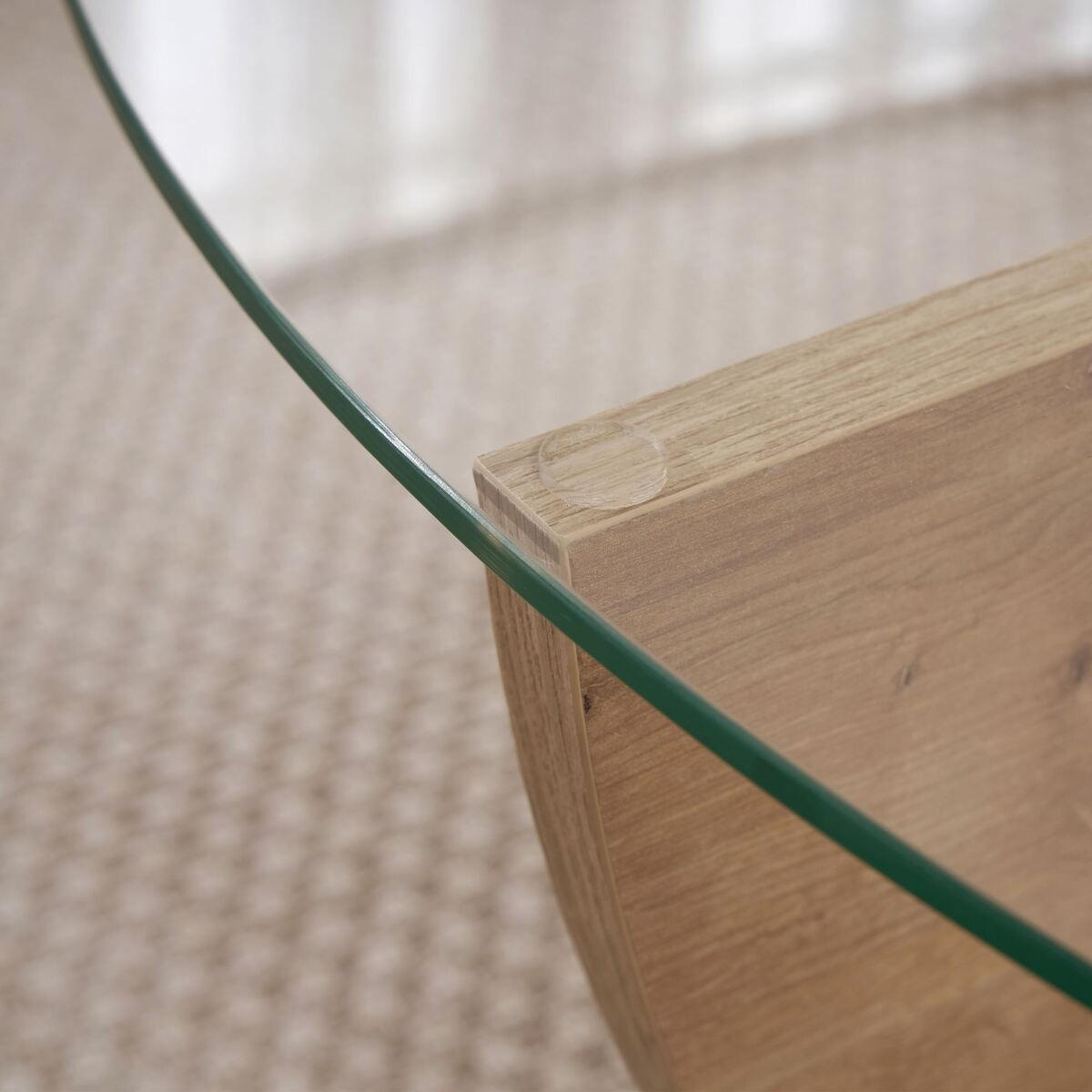 COUCHTISCH mit Glasplatte Nina 90/90/30 cm - Eichefarben, Holzwerkstoff (98/90/30cm) - Calicosy