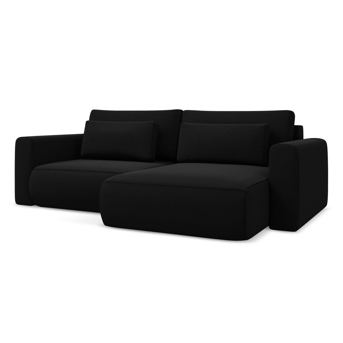 ECKSOFA mit Schlaffunktion Samt Stoff Schwarz - Schwarz, Kunststoff/Textil (240/149cm) - LaMiaSofa