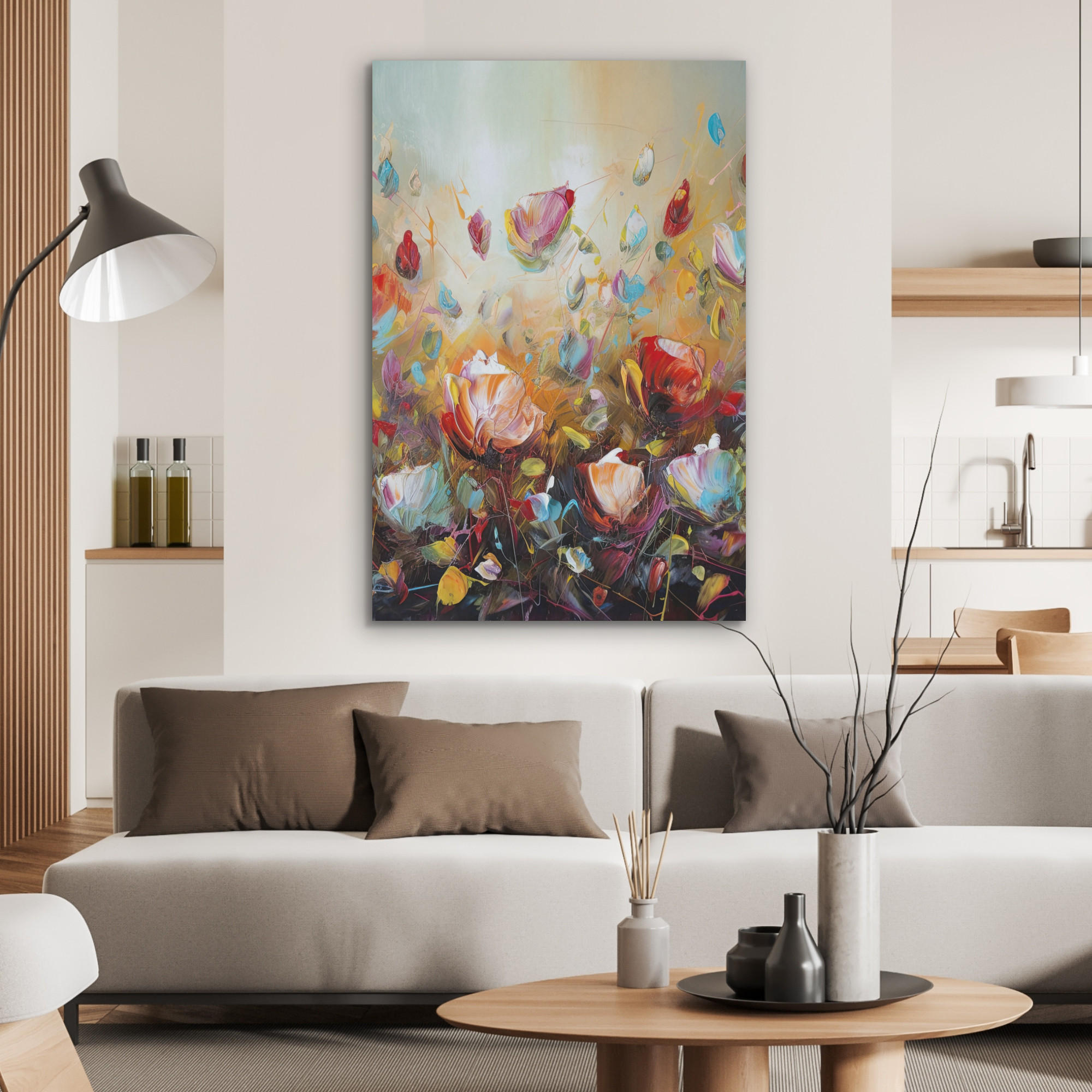 AKUSTIKPANEEL Blumen - Kunst - Natur - Ölgemälde 70x100 cm - Multicolor, Textil (70/0.9/100cm) - MuchoWow