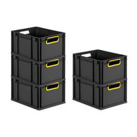 EUROBOX 5x NextGen Color 22x30x40 cm 20 Liter Griffe gelb offen, Schwarz - Gelb/Schwarz, Kunststoff (30/22/40cm) - PROREGAL