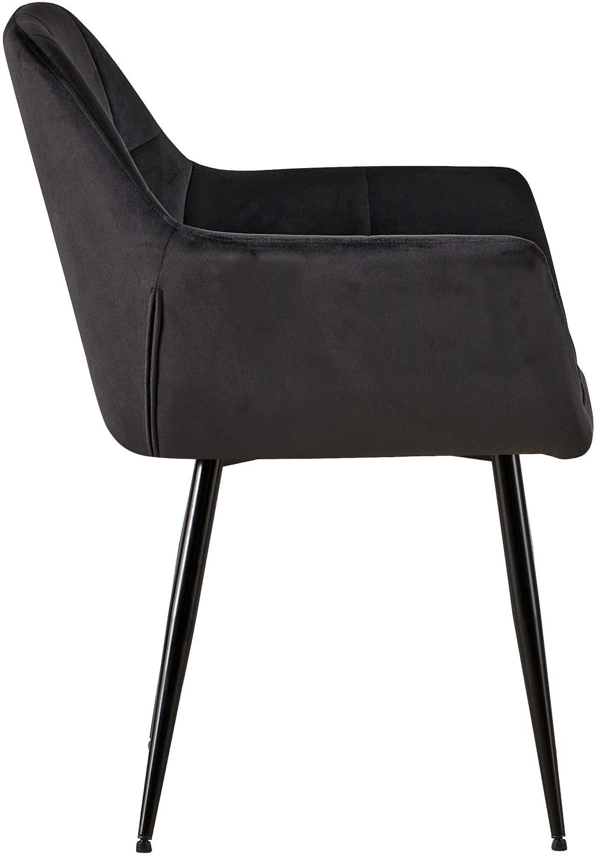 ESSZIMMERSTUHL 2er Set Pofar Samt Schwarz Wohnzimmerstuhl - Schwarz, Textil (56.5/84/61cm) - DELUKE