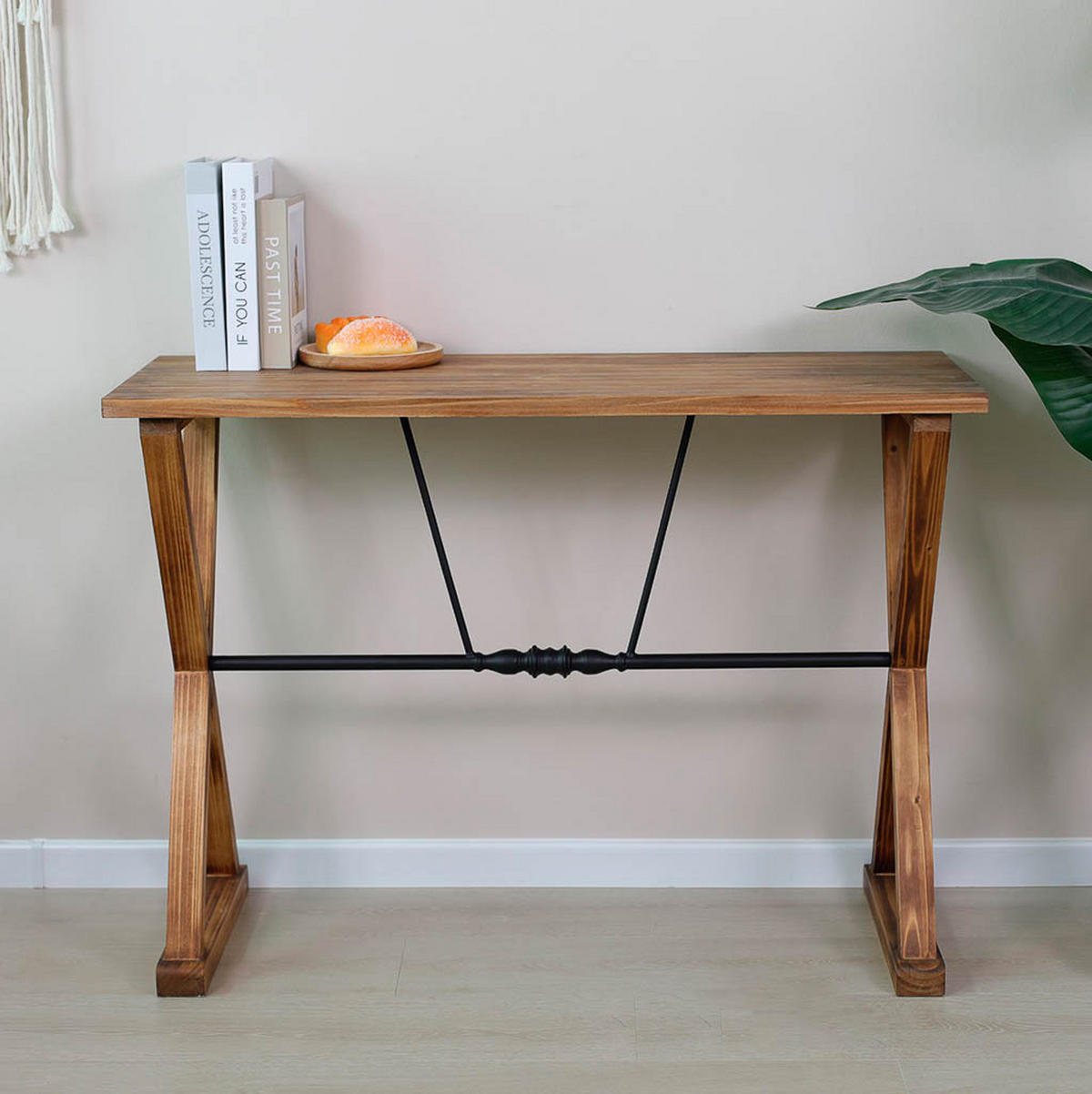 KONSOLENTISCH aus Metall und Holz, 106x40x77cm - Braun, Holz (78.5/108/42cm) - Wanderlust