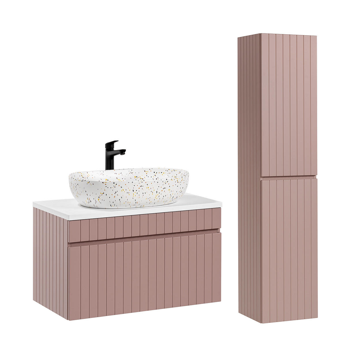 BADMÖBEL 80.4cm Zelie 2er-Set Rose - Pink, Holzwerkstoff (80.4/48/46cm) - Petits-meubles