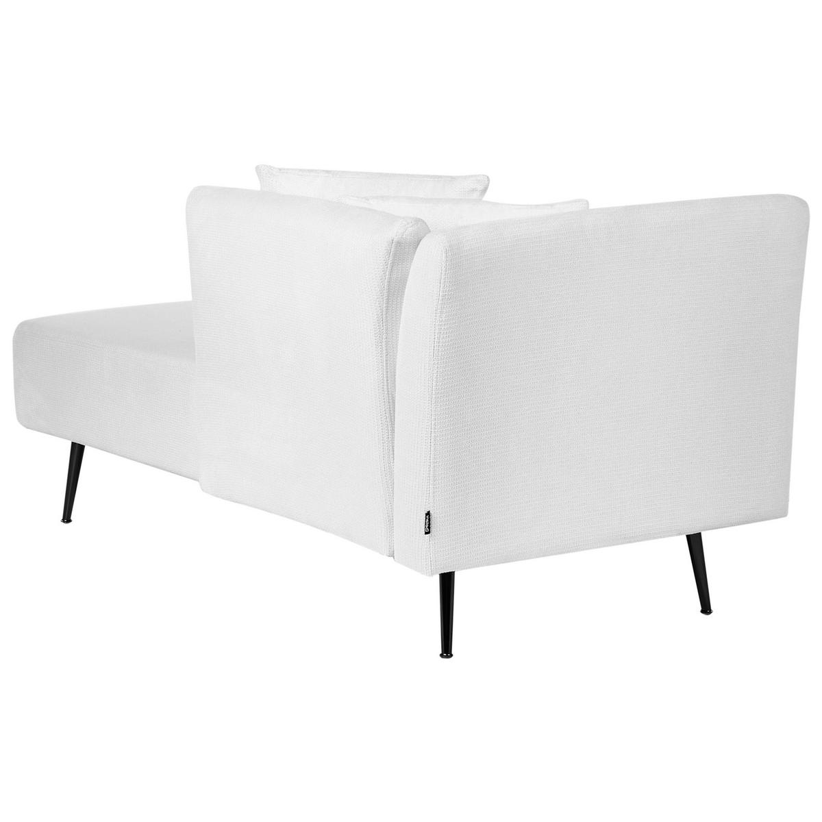 ČALOUNĚNÉ LEHÁTKO CHAISE LONGUE krémově bílé levostranné Riom - bílá/černá, textil (156/75/77cm) - Beliani