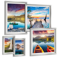BILDER SET 5er Set - 50x50 cm & 20x30 cm & 40x60 cm Silberner Rahmen - Seen- und Berglandschaft Łódź - Silberfarben, Kunststoff (40/60cm) - TULUP