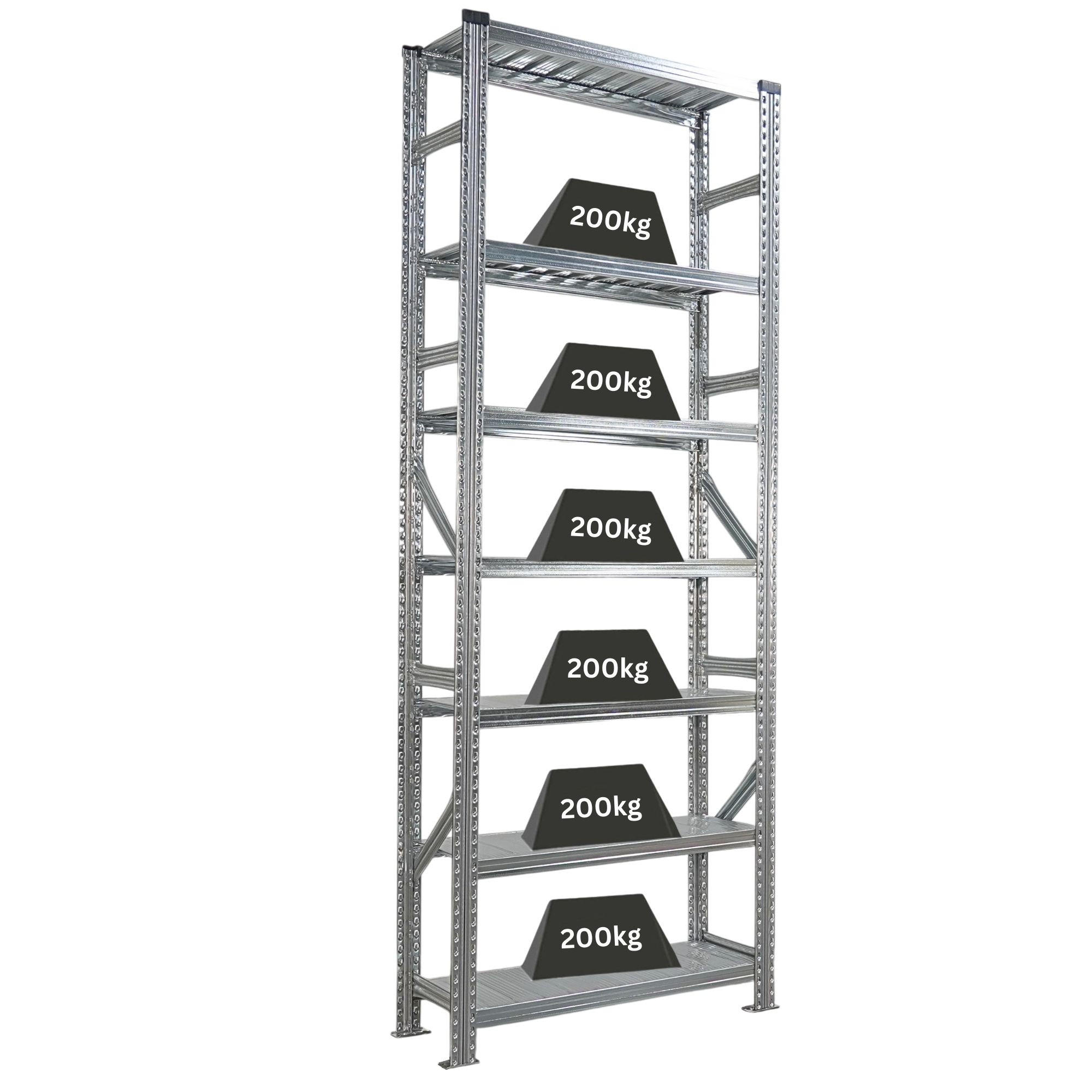 Proregal Fachbodenregal Silber 90x250x32 cm