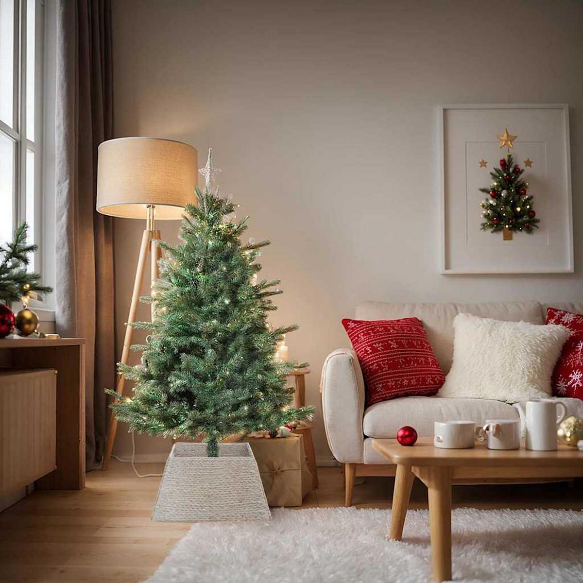 WEIHNACHTSBAUMKRAGEN 60/60/28 cm Weiß Wasserhyazinthe - Weiß, Naturmaterialien (60/28/60cm) - vidaXL