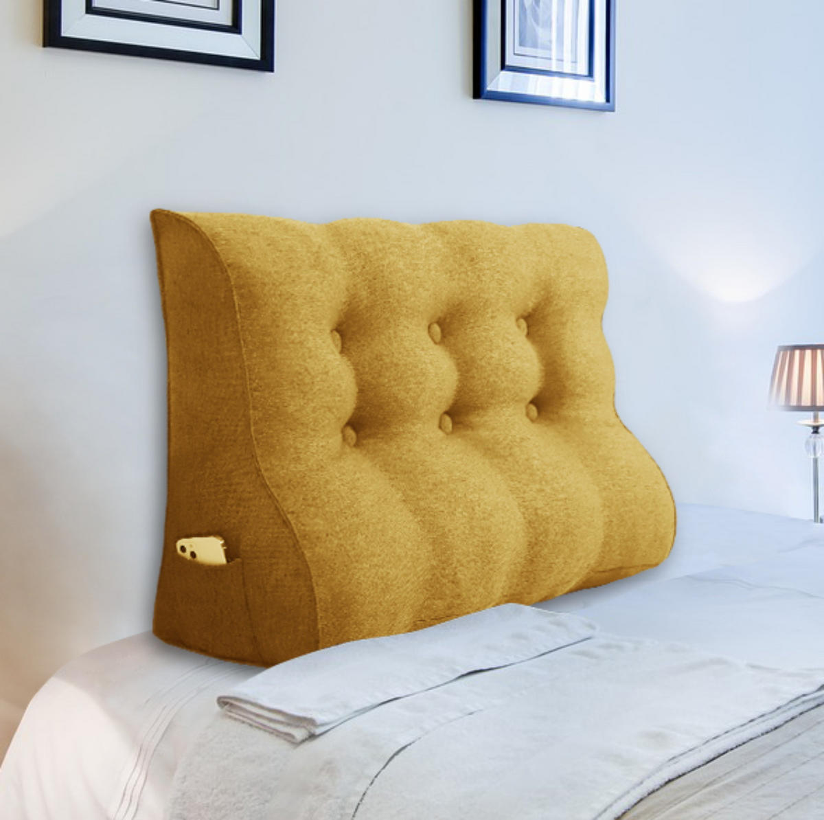 RÜCKENKISSEN Körperkontur Leinenlook Gelb 100 cm - Gelb, Textil (55/100cm) - Vercart