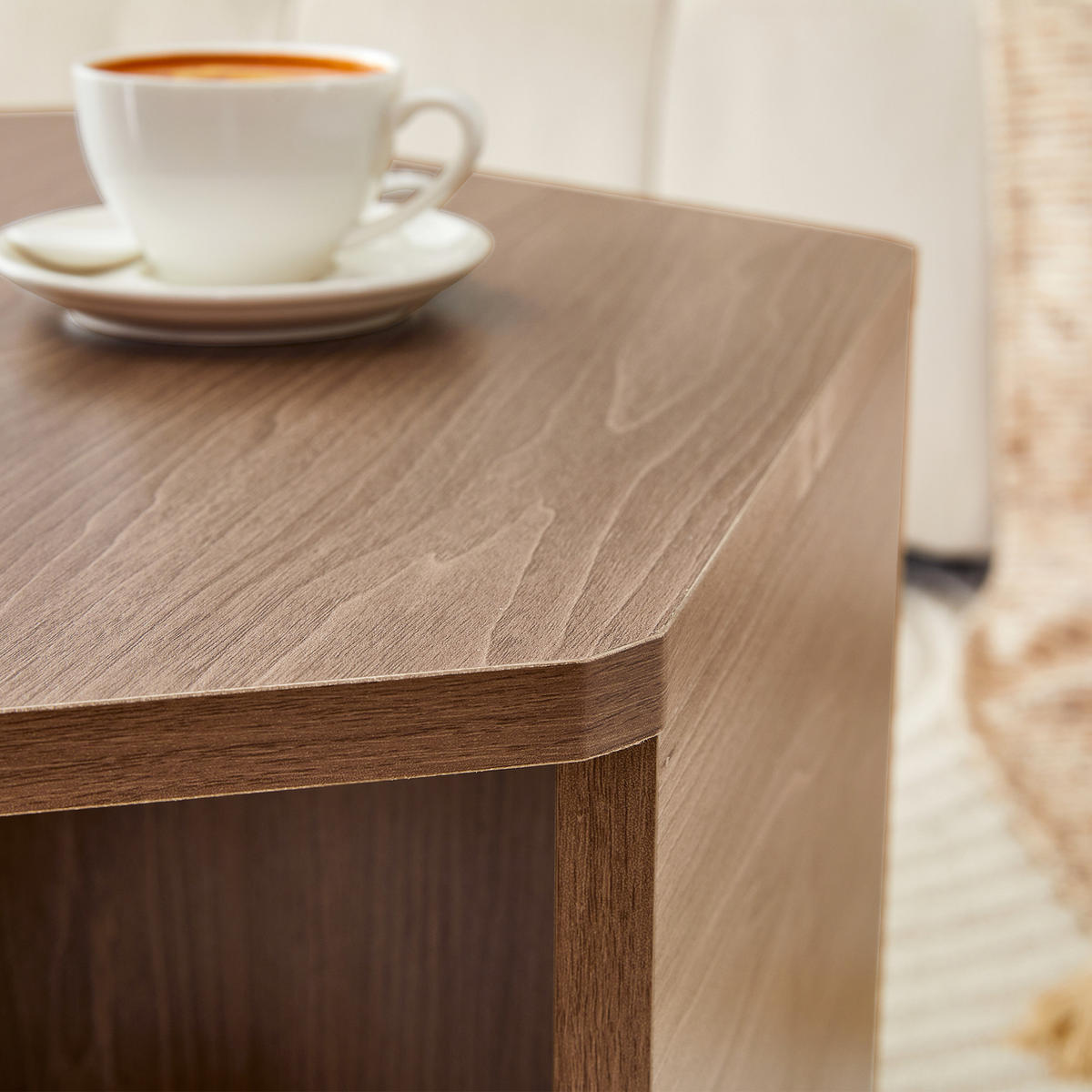 COUCHTISCH 79/69,4/40 cm Tiefes Pfirsichfarben mit Zylindrischen Beinen aus MDF - Braun, Holzwerkstoff (79/69.4/48cm) - OKWISH