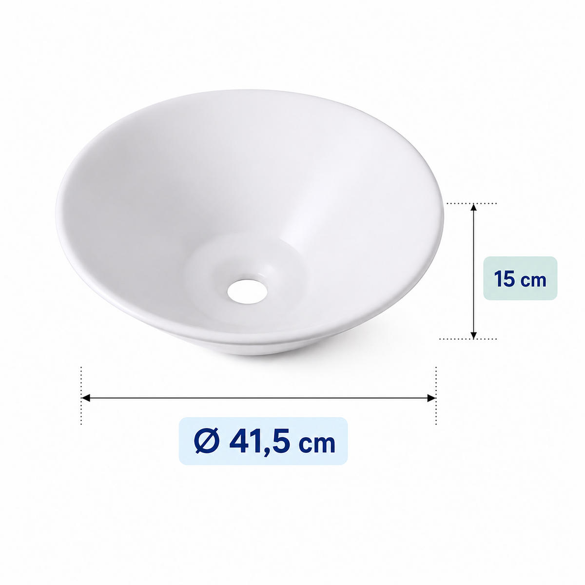 UMÝVADLO Bílé na desku keramika bez otvoru pro baterii lotosový efekt - bílá, keramika (41.5/15/41.5cm) - Relaxdays
