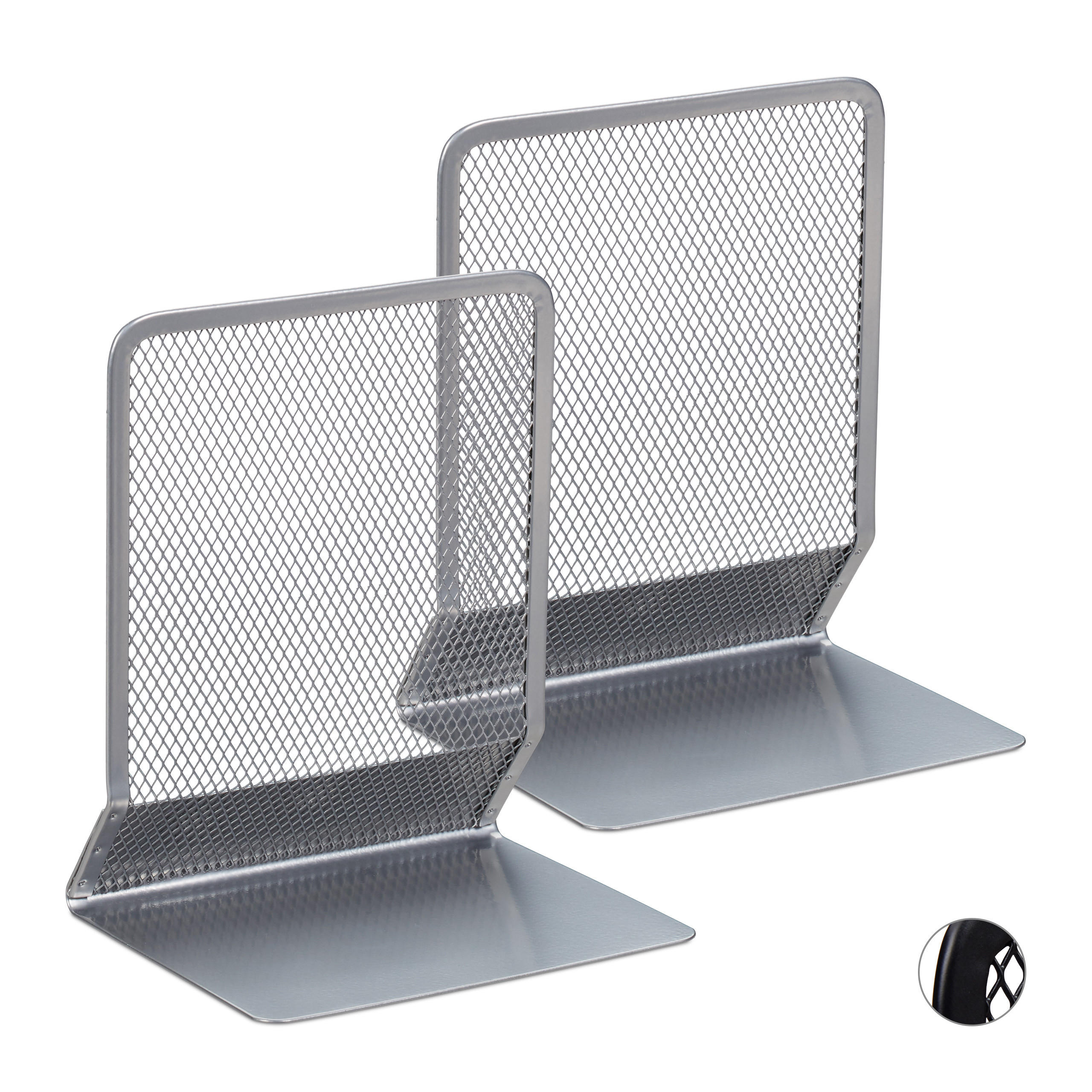 2XPODPORA kníh - strieborná, kov (10.5/16.5/13.2cm) - Relaxdays