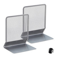 2XPODPORA kníh - strieborná, kov (10.5/16.5/13.2cm) - Relaxdays