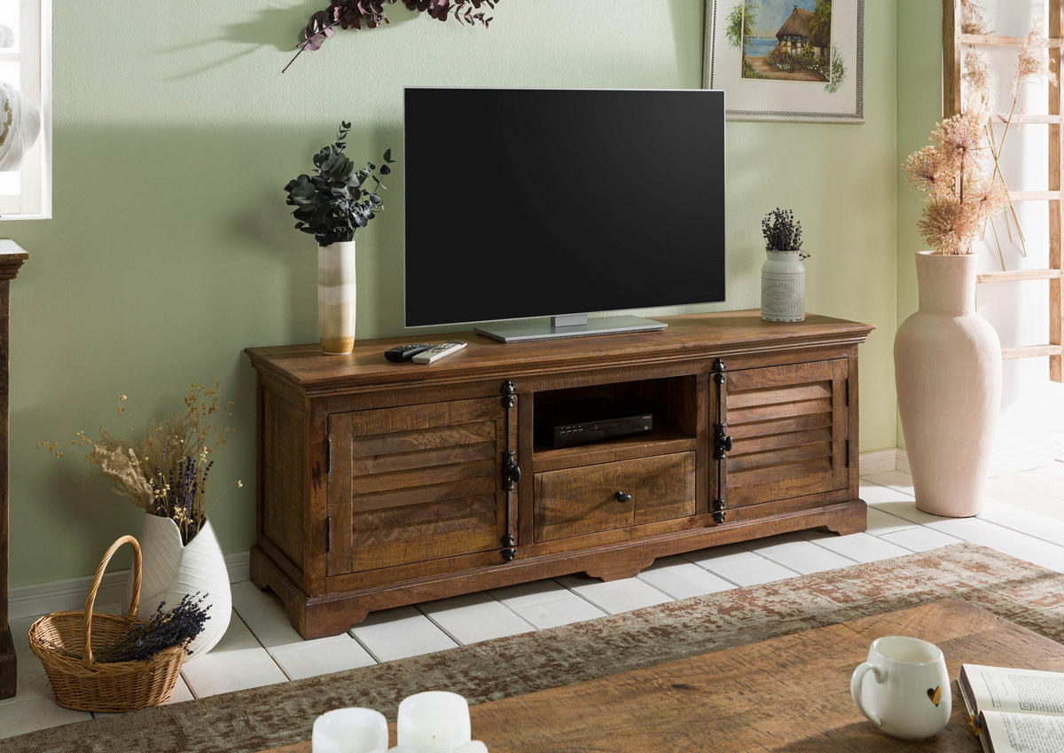 TV-BOARD Mango 170x45x60 dunkelbraun geölt RODEZ #148 - Dunkelbraun, Holz (170/60/45cm) - Massivmoebel24
