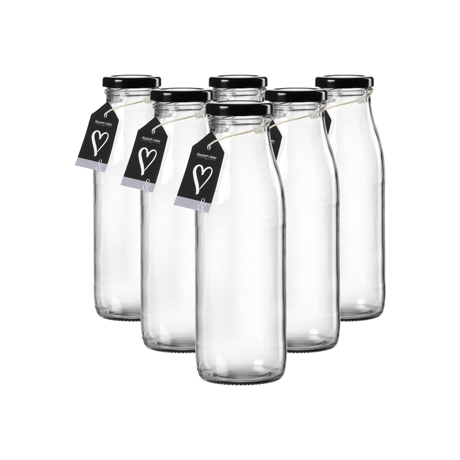 MILCHFLASCHEN Mara transparent 500 ml 6er Set - Transparent, Glas (7/21/7cm) - Ritzenhoff Breker