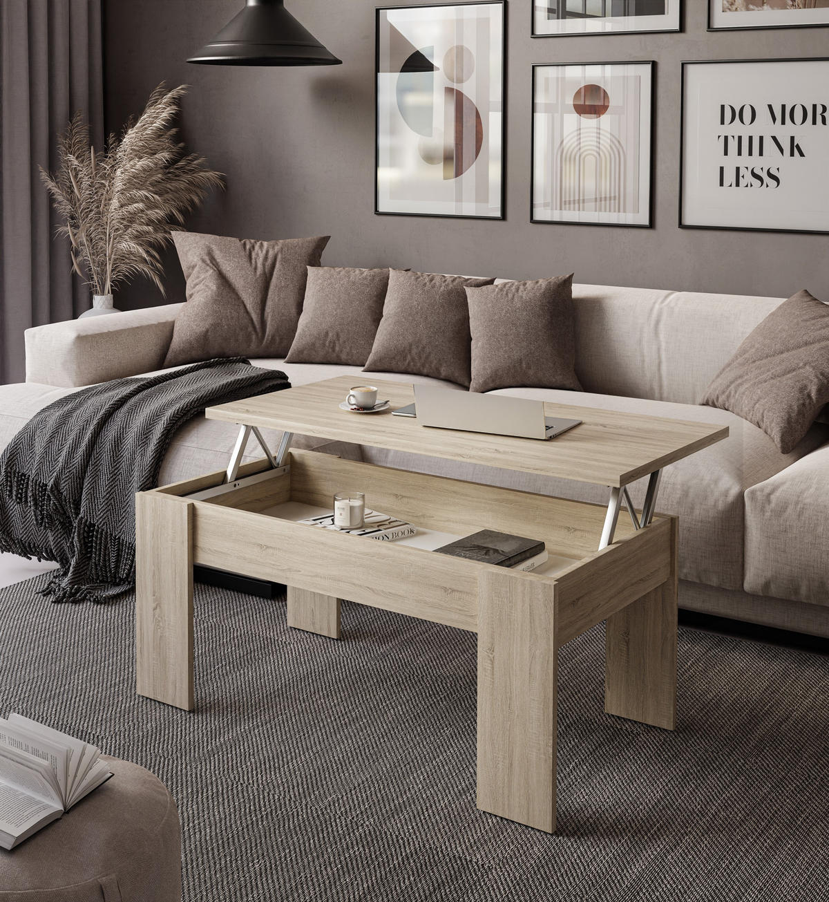 AUSZIEHBARER Couchtisch APERTO, Eiche Sonoma - Eichefarben, Holzwerkstoff (100/45/50cm) - Lookway