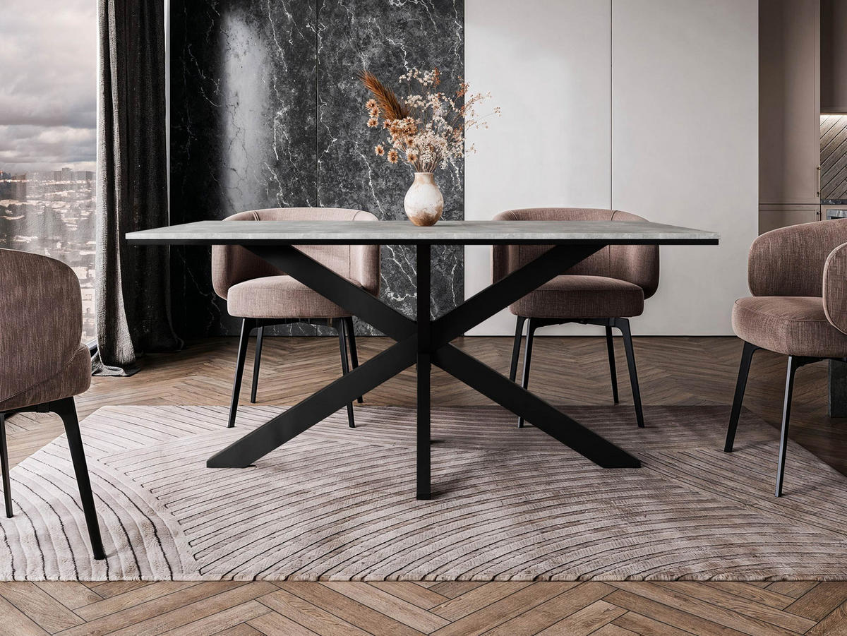 ESSTISCH Wero - Schwarz/Grau, Holzwerkstoff/Metall (90/160/74cm) - MIRJAN24