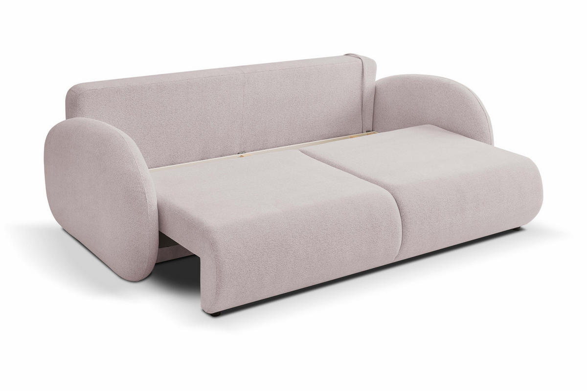 SOFA LOOP Schlaffunktion & Bettkasten PUR-Schaum Schwarze Kunststofffüße skandinavischer Stil lose Rückenkissen freistehend 234x112x86 cm Rose - Rosa, Holz/Textil (234/86/112cm) - DomoHome