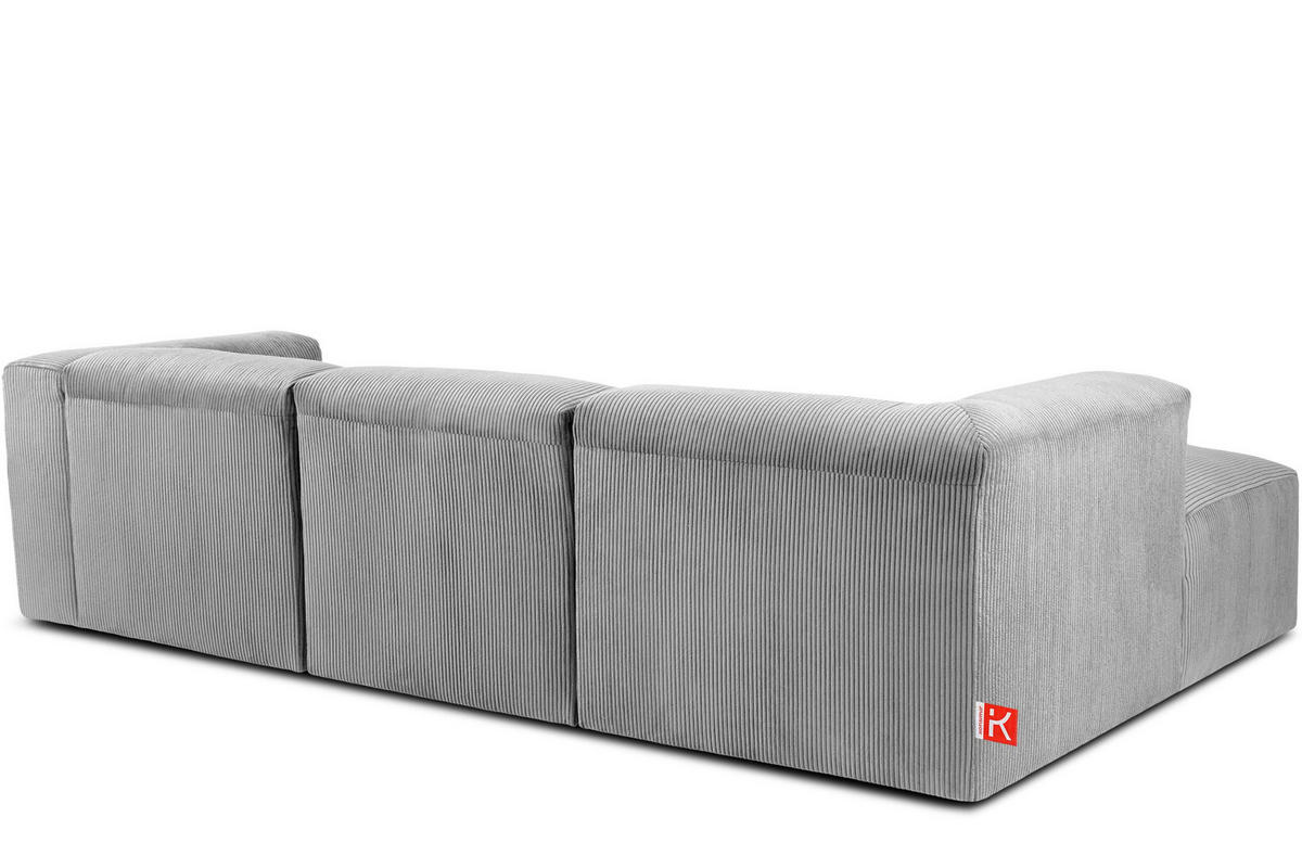 ECKMODULSOFA-LINKS BUFFO mit extrem weicher und bequemer Sitzfläche, Kordstoff, hellgrau - Hellgrau, Textil (297/180cm) - KONSIMO®