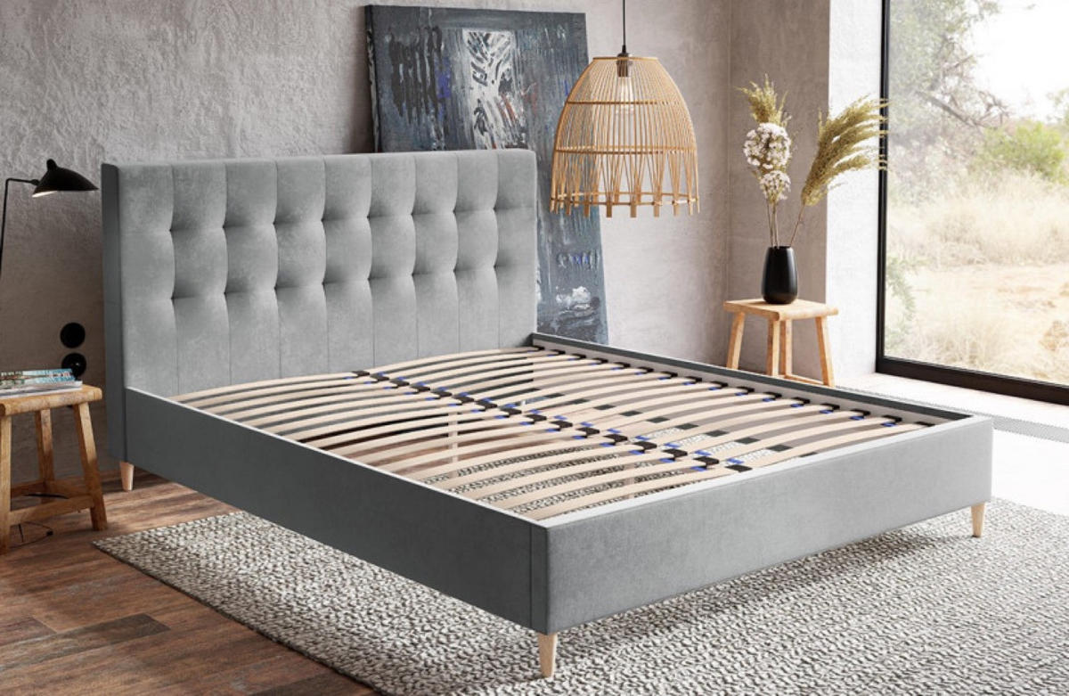 BETT Butelgrün LUXO 4 Gepolstert Auf Holzbeinen 140x200 cm - Schwarz/Grün, Textil (140/200cm) - Sepro Meble