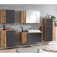 BADMÖBEL-SET 5-TLG. Vasto-03 - Grau, Holzwerkstoff (265/200/47cm) - Lomado