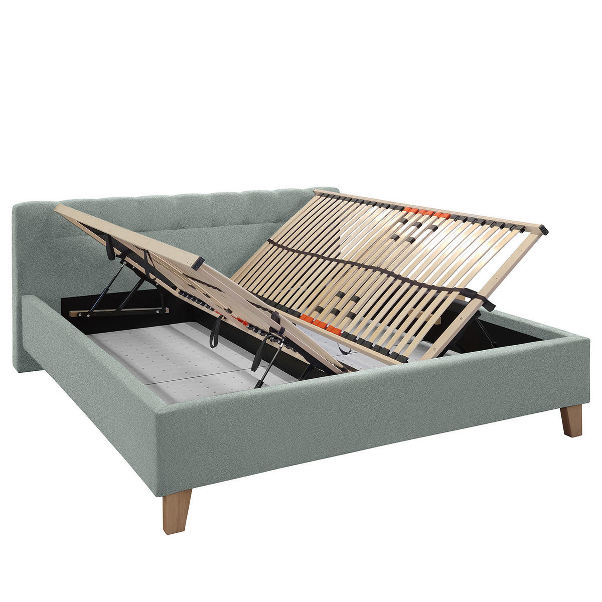 POLSTERBETT - Webstoff - Mintgrün, Holz/Textil (180/200cm) - home24