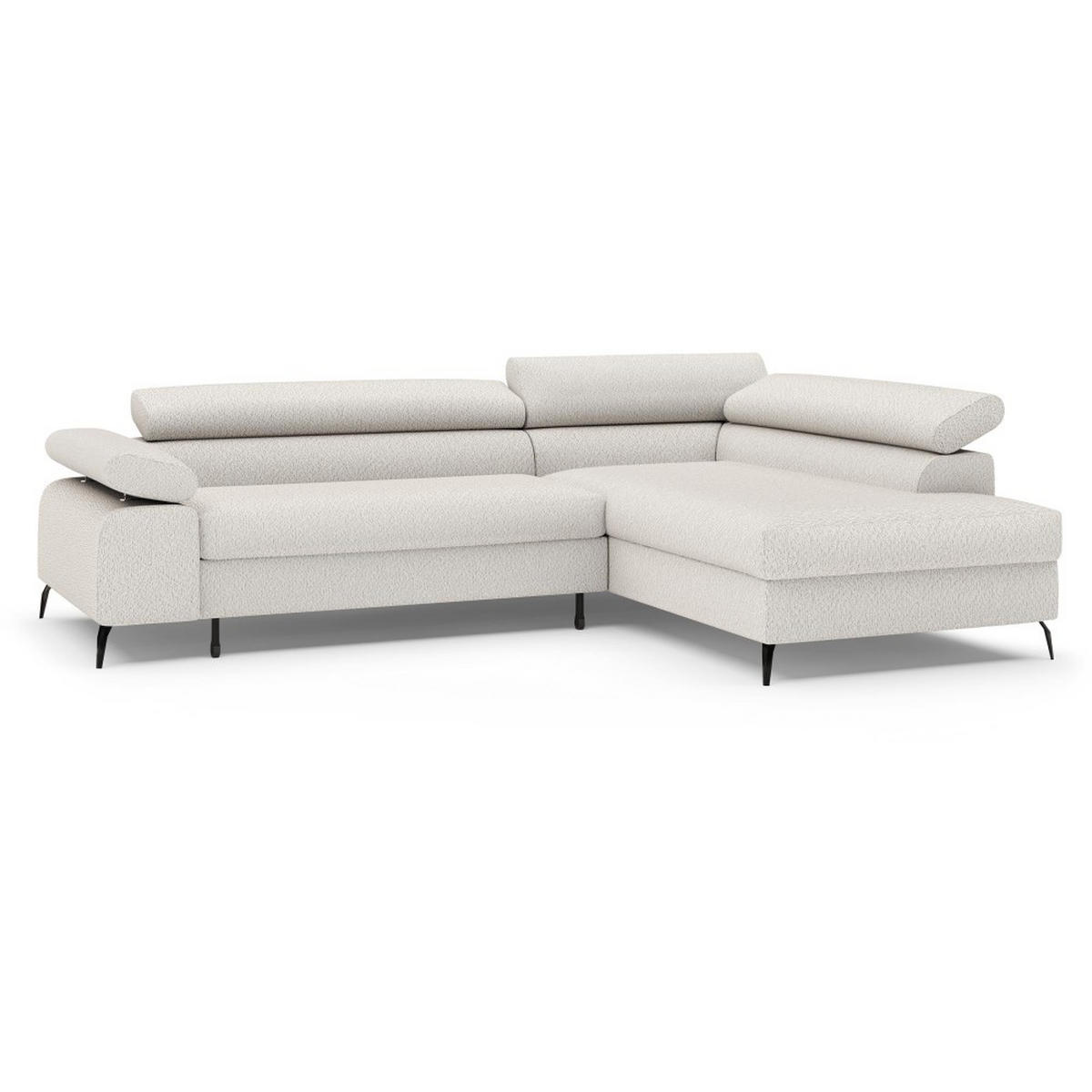 ECKSCHLAFSOFA Mellow mit Bettkasten, Beige, rechts - Beige/Schwarz, Textil (270/205cm) - Beautysofa