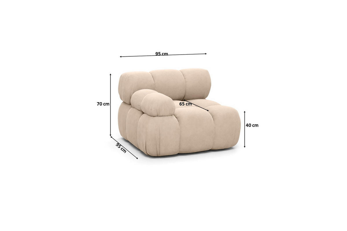 MODUL Seitlich, Für Modulares System, Stoff Salvador, Beige, Links, Selia - Beige, Holz (95/70/95cm) - Kaiser Möbel