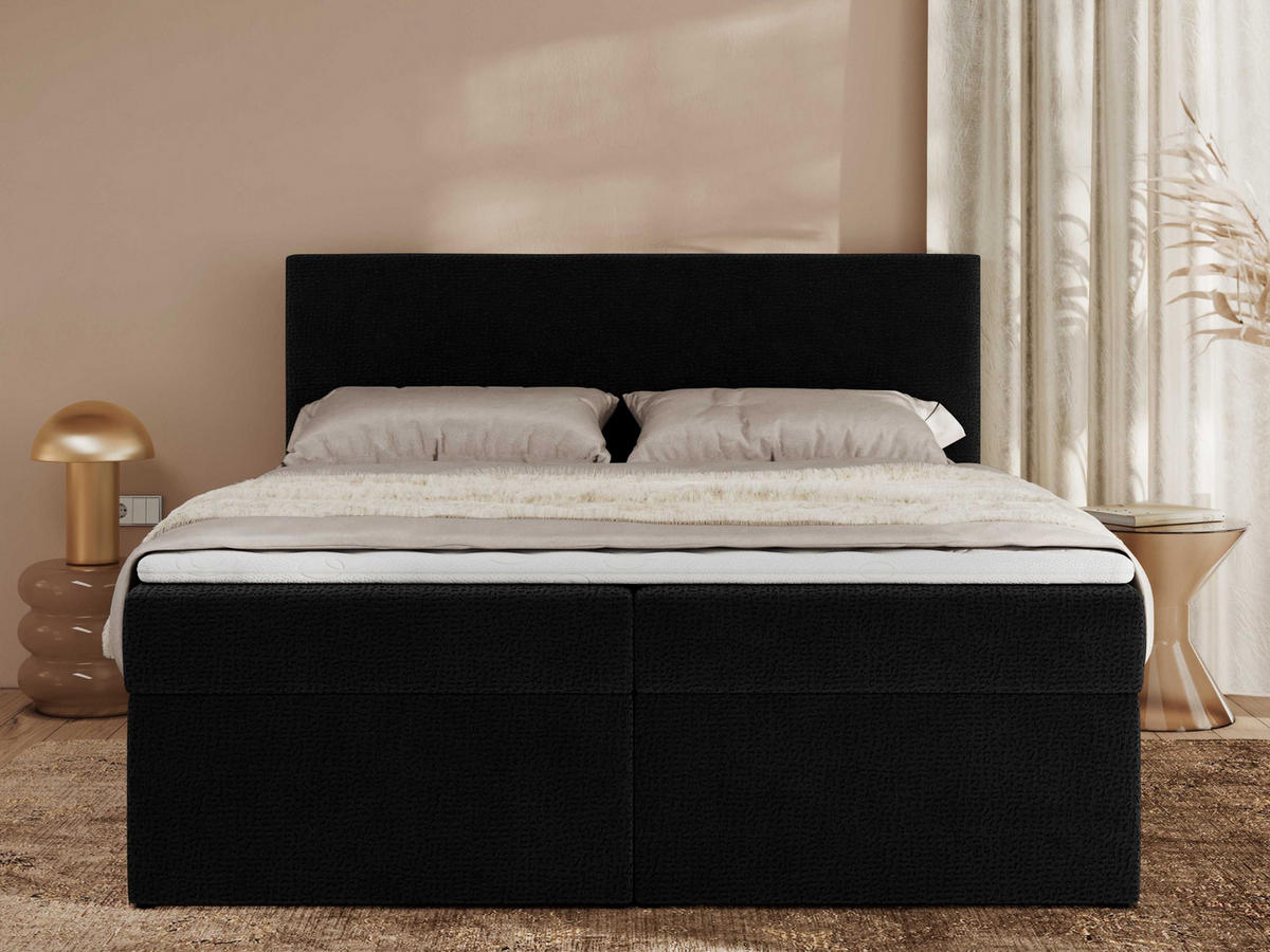 BOXBETT JAGUAR 160/200 - Schwarz Struktur - H3 - Schwarz, Holz/Textil (160/200cm) - MKS