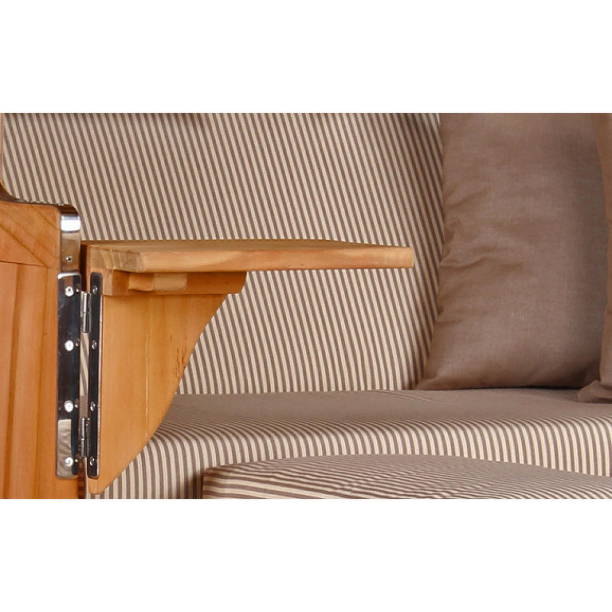 STRANDKORB Düne 2-Sitzer Teak Shell Bullauge - Taupe/Braun, Holz/Metall (125/170/80cm) - Mr. Deko