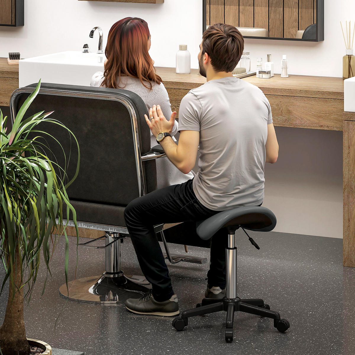 BÜROHOCKER DE-18025 höhenverstellbar 45-57 cm, ergonomisch Grau - Grau, Metall (47/57/48cm) - ComfortXL