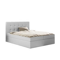 BOXBETT Mit Matratze Und Bettkasten, LUDANO Stoff Cayenne Silber 200x200 cm H3-Bonell - Silberfarben, Holz (200/200cm) - Kaiser Möbel