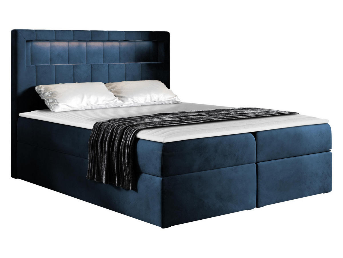 BOXBETT Aspen - Blau, Holz/Textil (140/200cm) - MIRJAN24