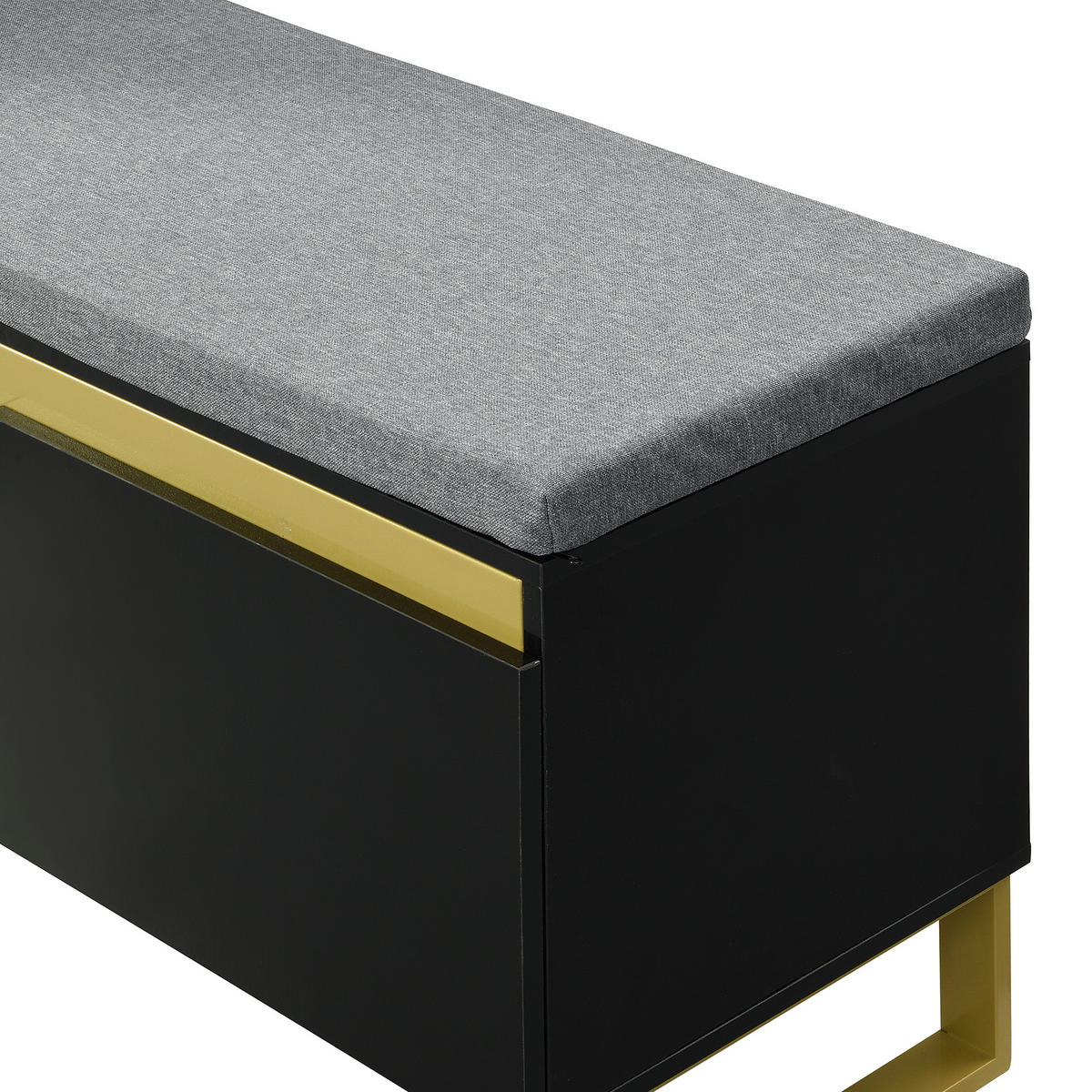 SCHUHSCHRANK in Schwarz Schuhkommode mit großem Fassungsvermögen, mehrstöckigem Stauraum und Schubladen , B120/T35/H85cm - Goldfarben/Schwarz, Holzwerkstoff/Metall (120/80/35cm) - STILVORA