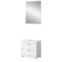 BADMÖBEL-SET weiß Hochglanz 2-teilig 60 cm, Kombination mit Spiegel - Weiß Hochglanz, Glas/Holzwerkstoff (60/191/37cm) - Inn.Furn