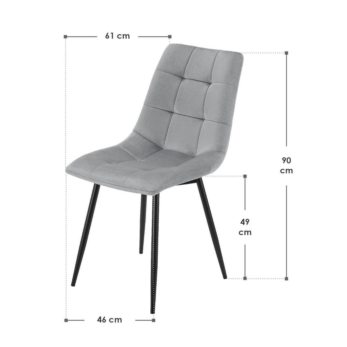ESSZIMMERSTUHL Blanca Samt hellgrau (4er-Set) - Hellgrau, Textil (46/90/61cm) - Juskys