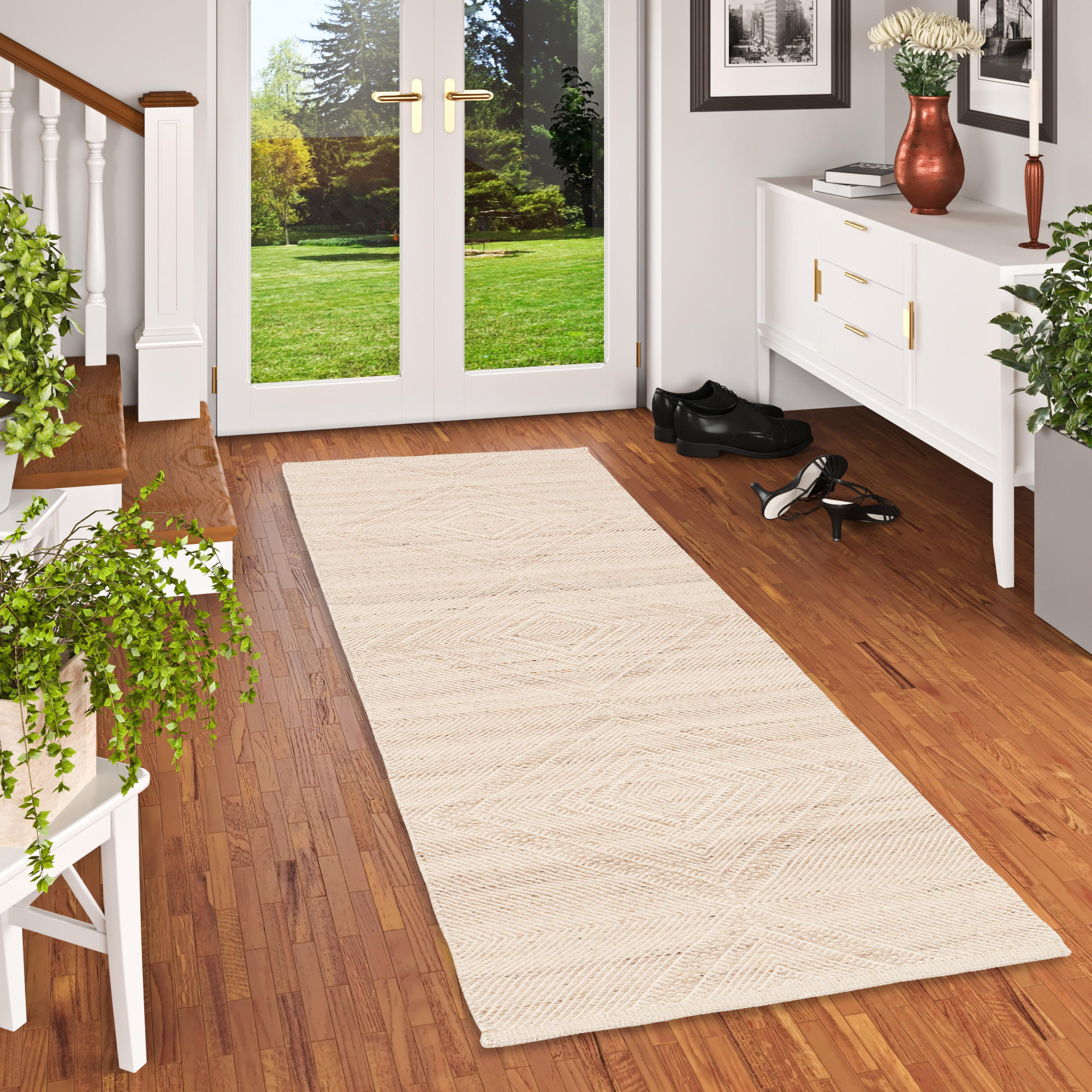 NATUR TEPPICH KELIM LÄUFER WOLLE LARA MELIERT - Naturfarben, Textil (70/130cm) - Pergamon