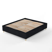 POLSTERBETT Larch Schwarz 120/200 cm im Samtstoff - Schwarz/Naturfarben, Holz/Holzwerkstoff (120/200cm) - Maison de Reve