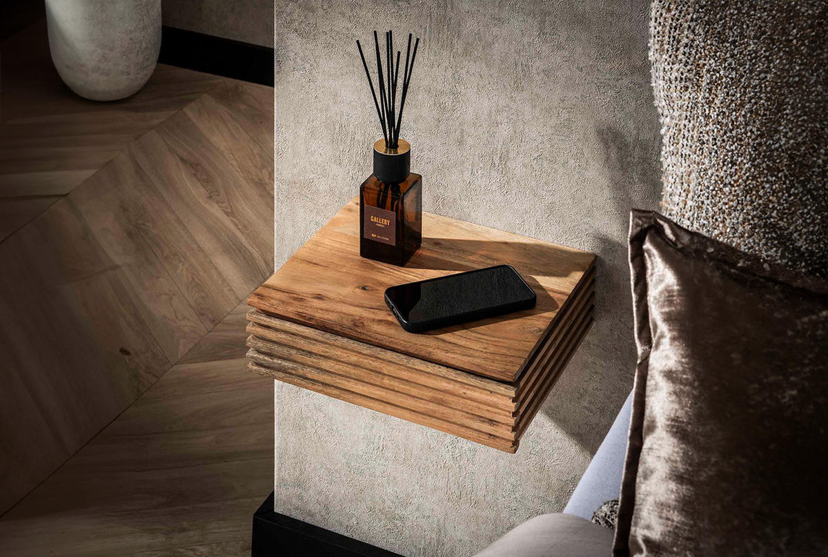 NACHTTISCH FIRU 2ER SET Holz Akazie - Braun, Holz (30/80/25cm) - KAWOLA