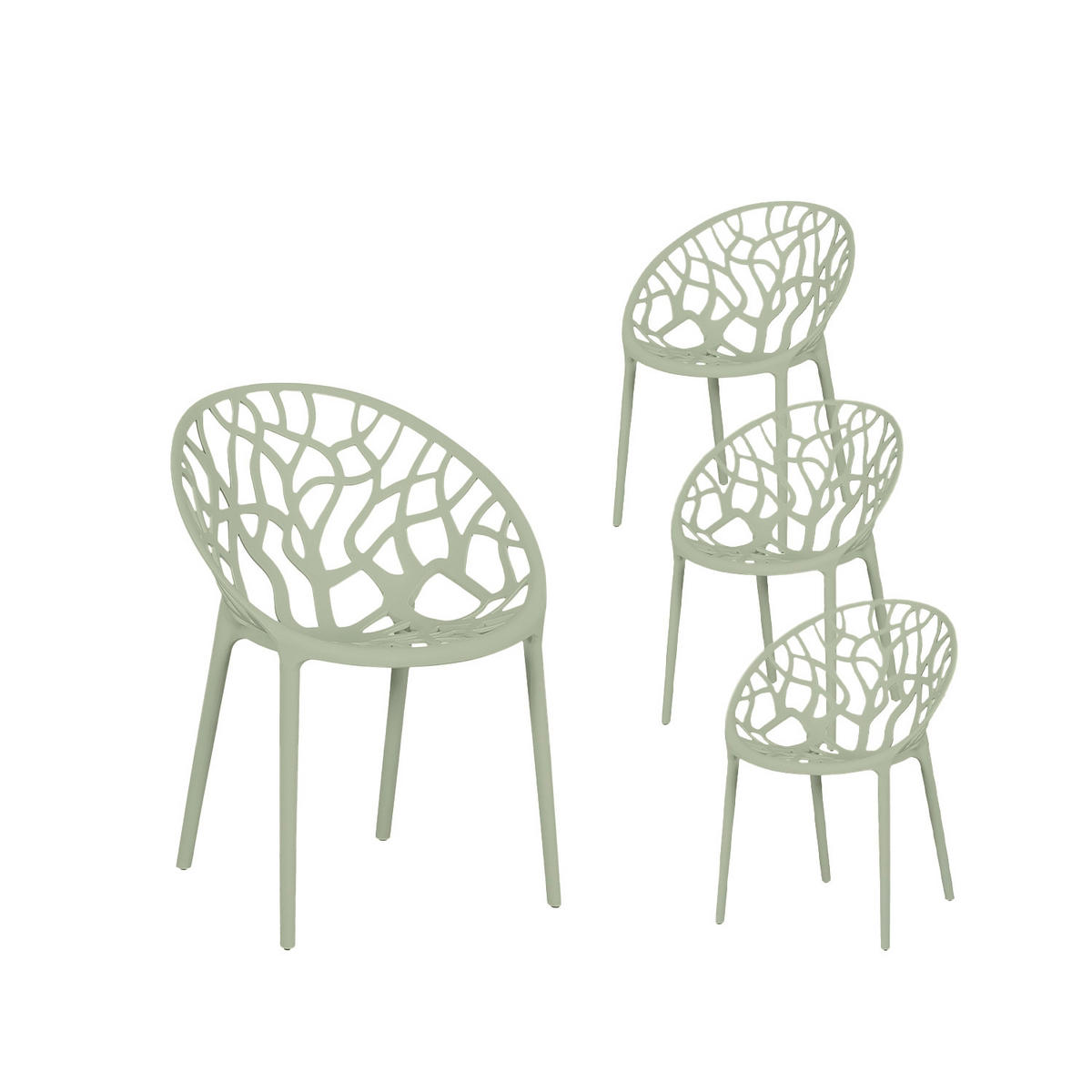 GARTENSTUHL Rhona Grün 52 cm x 79 cm 4er-Set - Grün, Kunststoff (52/79/60cm) - Klast Home