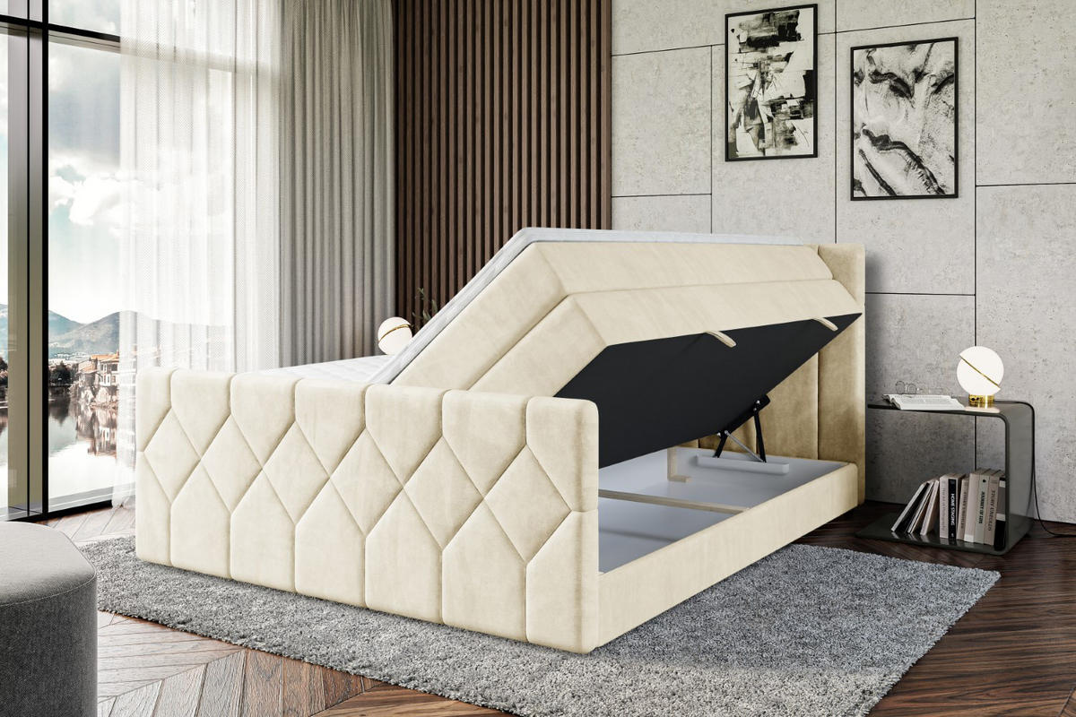 BOXSPRINGBETT CATOR-Z KING - 200x200 - H3/H4 - Beige - Beige, Holzwerkstoff (200/200cm) - ALTDECOR
