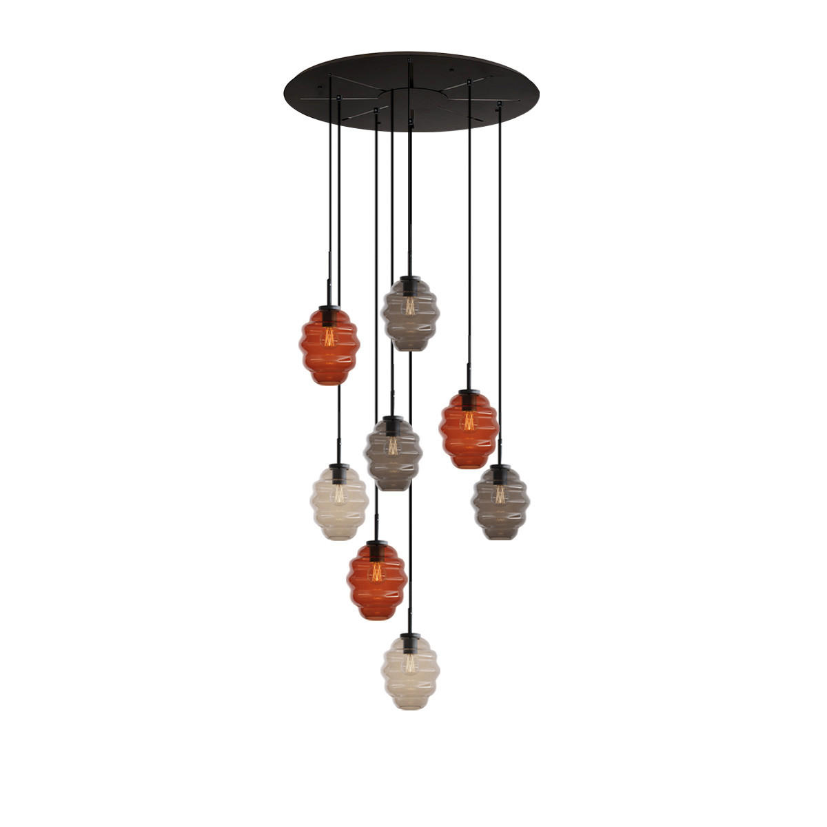 GALERIELEUCHTE Echos 8-flammig Mehrfarbig Ø 18cm - Multicolor/Schwarz, Glas (18/18/20cm) - s.luce