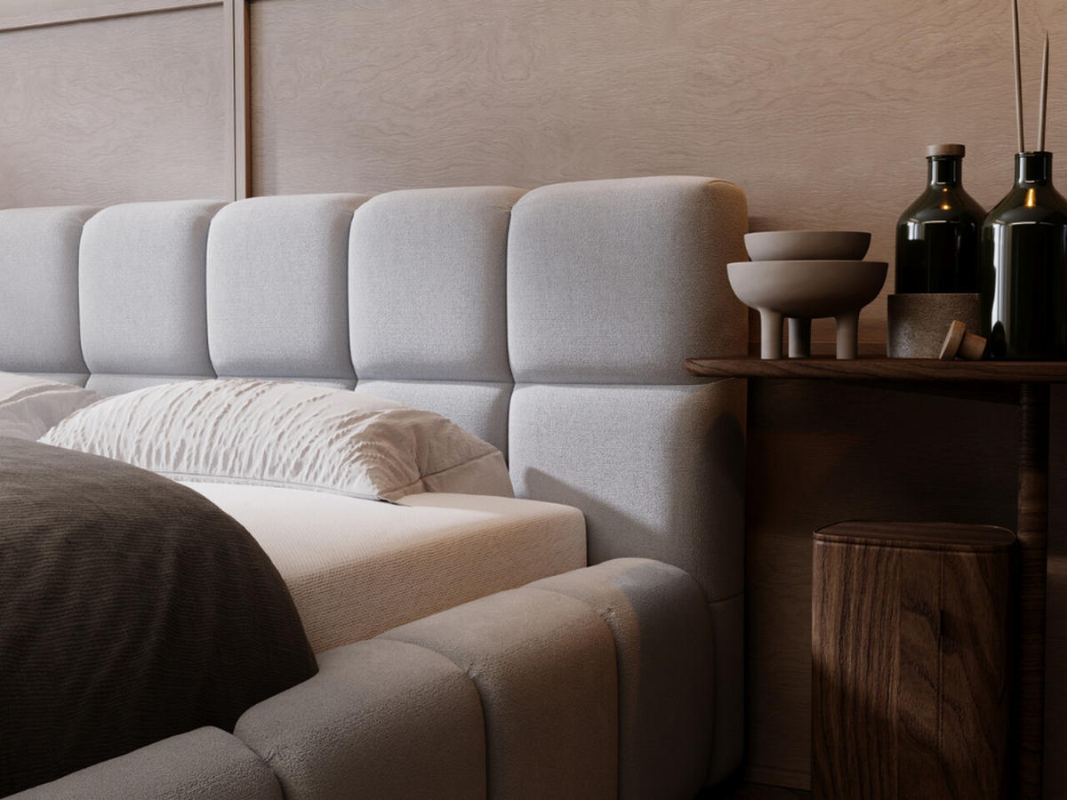 POLSTERBETT Alicante 140x200 Hellgrau - Hellgrau, Textil (140/200cm) - Graingold